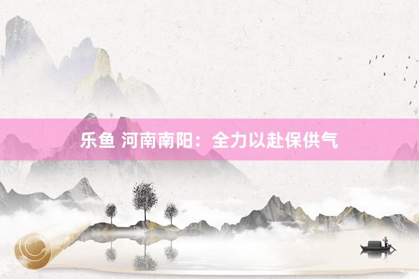 乐鱼 河南南阳：全力以赴保供气