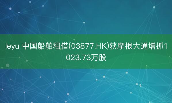 leyu 中国船舶租借(03877.HK)获摩根大通增抓1023.73万股