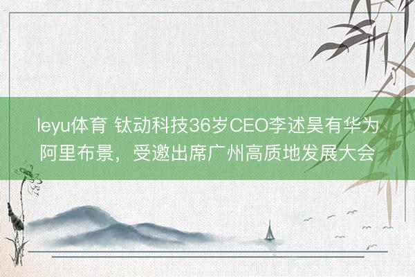 leyu体育 钛动科技36岁CEO李述昊有华为阿里布景,受邀出席广州高质地发展大会