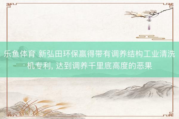 乐鱼体育 新弘田环保赢得带有调养结构工业清洗机专利， 达到调养千里底高度的恶果