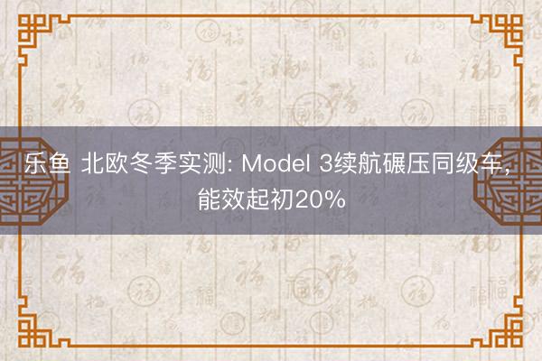 乐鱼 北欧冬季实测: Model 3续航碾压同级车， 能效起初20%
