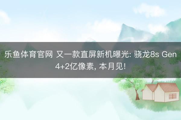 乐鱼体育官网 又一款直屏新机曝光: 骁龙8s Gen4+2亿像素， 本月见!