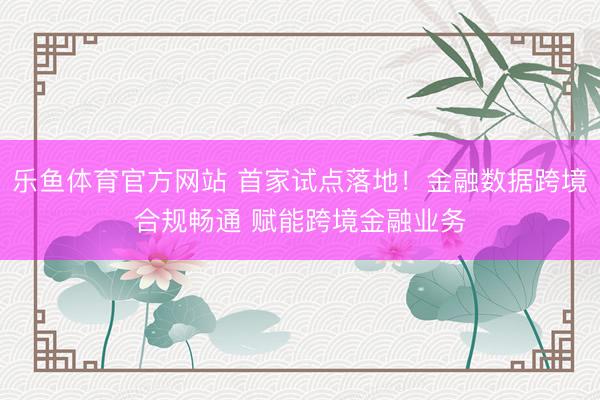 乐鱼体育官方网站 首家试点落地！金融数据跨境合规畅通 赋能跨境金融业务