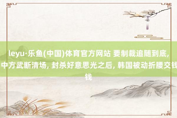 leyu·乐鱼(中国)体育官方网站 要制裁追随到底, 中方武断清场, 封杀好意思光之后, 韩国被动折腰交钱