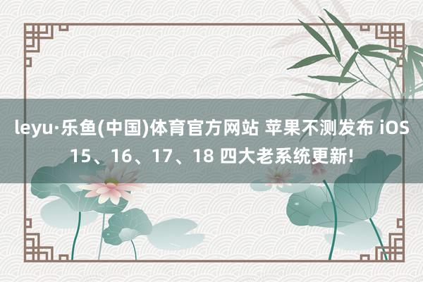 leyu·乐鱼(中国)体育官方网站 苹果不测发布 iOS15、16、17、18 四大老系统更新!