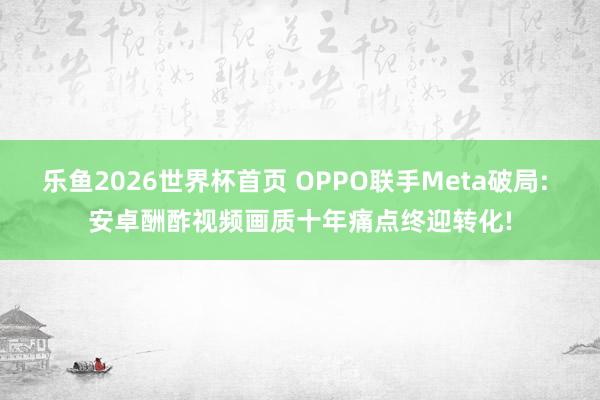 乐鱼2026世界杯首页 OPPO联手Meta破局: 安卓酬酢视频画质十年痛点终迎转化!