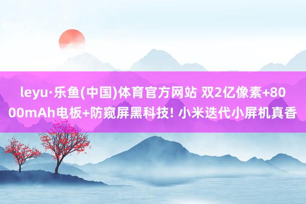 leyu·乐鱼(中国)体育官方网站 双2亿像素+8000mAh电板+防窥屏黑科技! 小米迭代小屏机真香