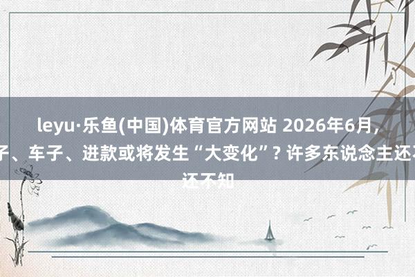 leyu·乐鱼(中国)体育官方网站 2026年6月, 屋子、车子、进款或将发生“大变化”? 许多东说念主还不知