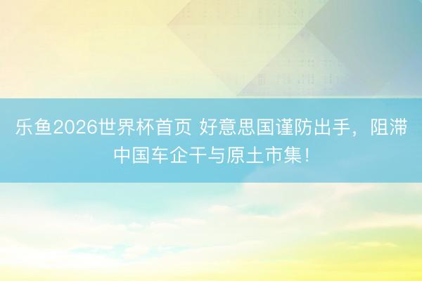 乐鱼2026世界杯首页 好意思国谨防出手，阻滞中国车企干与原土市集！