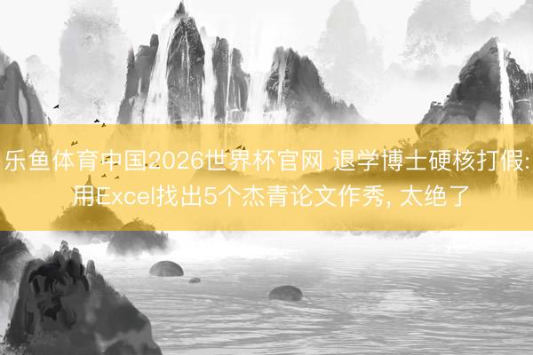 乐鱼体育中国2026世界杯官网 退学博士硬核打假: 用Excel找出5个杰青论文作秀, 太绝了