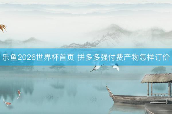 乐鱼2026世界杯首页 拼多多强付费产物怎样订价