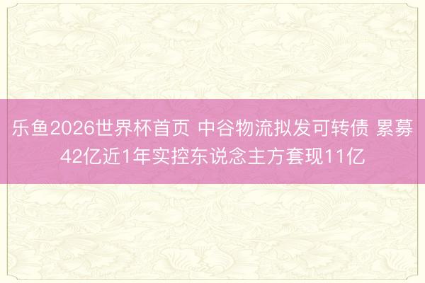 乐鱼2026世界杯首页 中谷物流拟发可转债 累募42亿近1年实控东说念主方套现11亿
