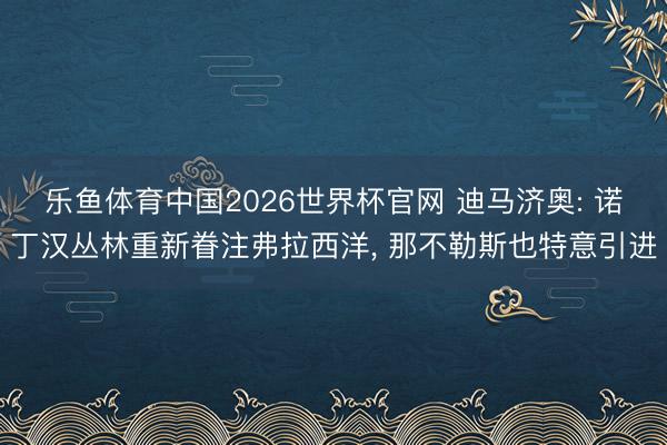 乐鱼体育中国2026世界杯官网 迪马济奥: 诺丁汉丛林重新眷注弗拉西洋, 那不勒斯也特意引进