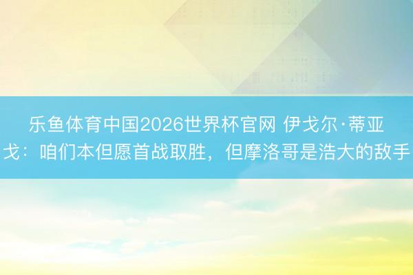 乐鱼体育中国2026世界杯官网 伊戈尔·蒂亚戈：咱们本但愿首战取胜，但摩洛哥是浩大的敌手