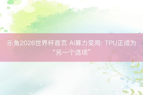 乐鱼2026世界杯首页 AI算力变局: TPU正成为“另一个选项”